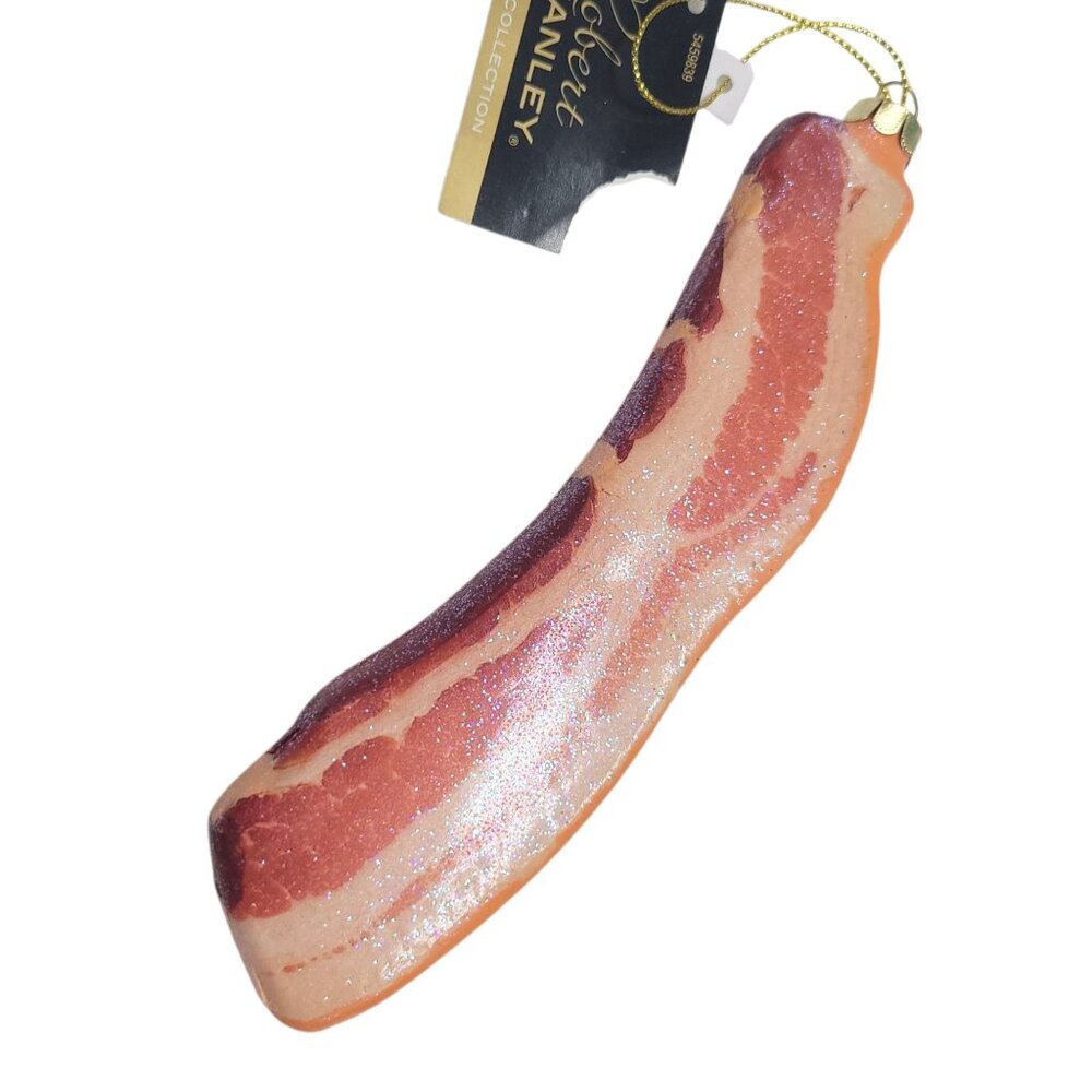 Robert Stanley Glass Bacon Ornament Decorative Glittered